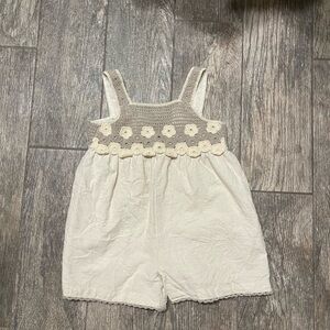 Zara Kids Cream and Gray Floral Romper
